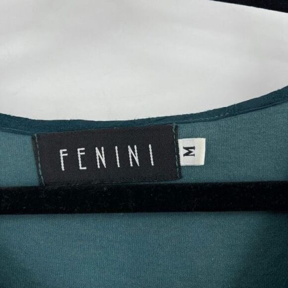 Fenini Women's Artsy Embroidered Castle Maxi Dress Teal Green Medium CottageCore - Picture 2 of 8